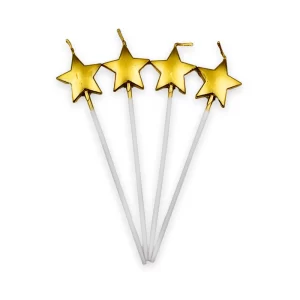 Vela Macivelas Estrellas Metal Dorado (4 pzas)