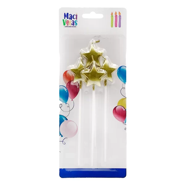 Vela Macivelas Estrellas Metal Dorado (4 pzas) - Image 2
