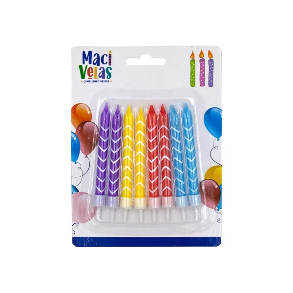 Vela Macivelas Zigzag Colores (8 pzas) - Image 2
