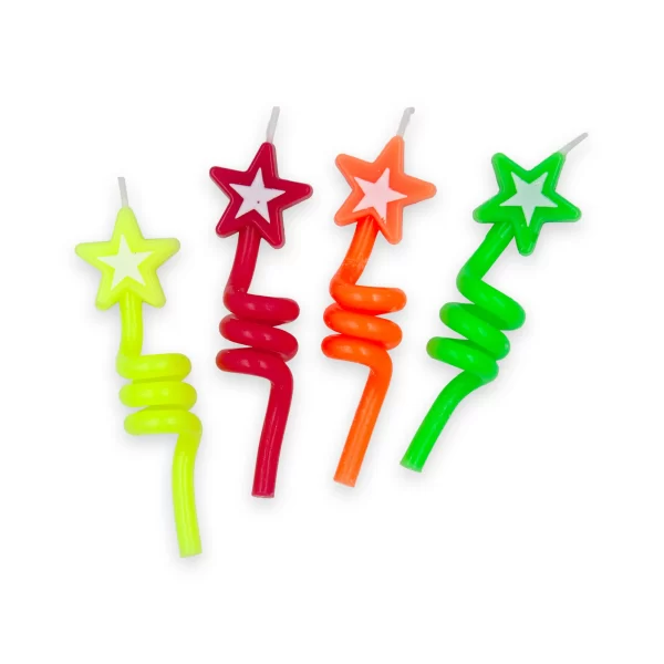 Vela Macivelas Resorte Estrellas Neón Multicolor (4 pzas)
