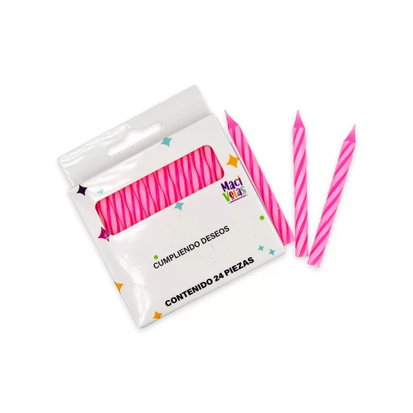 Vela Macivelas Caramelo Rosa (24 pzas)