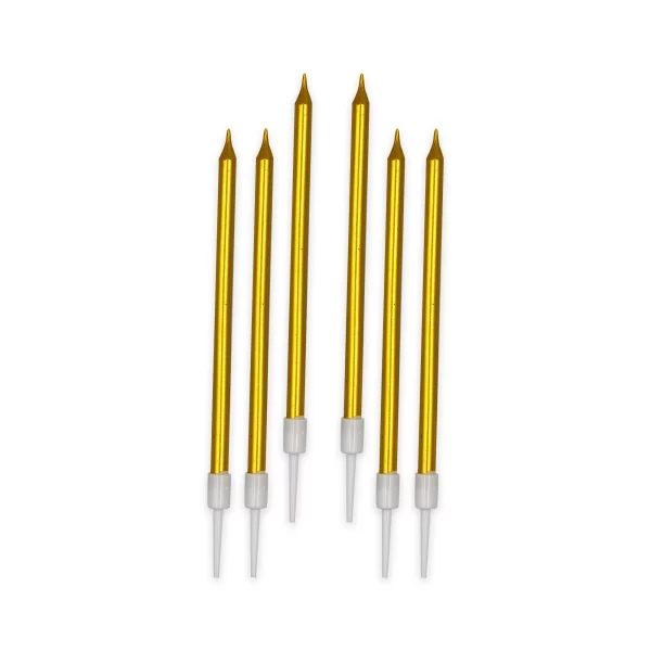 Vela Macivelas Lápiz Metal Dorado (6 pzas)