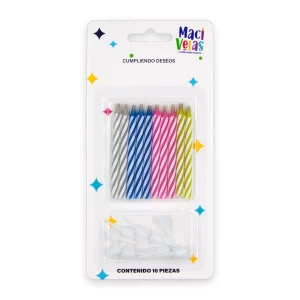 Vela Macivelas Caramelo Multicolor (10 pzas)