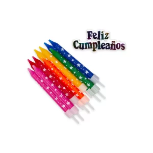 Vela Macivelas Estrelladas Multicolor (12 pzas)