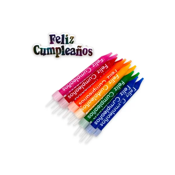 Vela Macivelas "Feliz Cumpleaños" Multicolor (12 pzas)