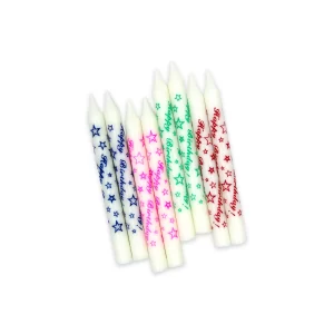 Vela Macivelas "Happy Birthday" Estrelladas Letras Multicolor (8 pzas)