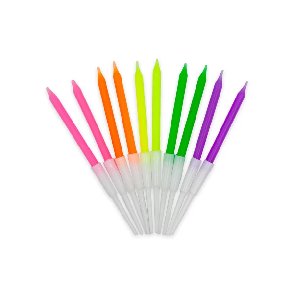 Vela Macivelas Mini Lápiz Neón Multicolor (10 pzas)