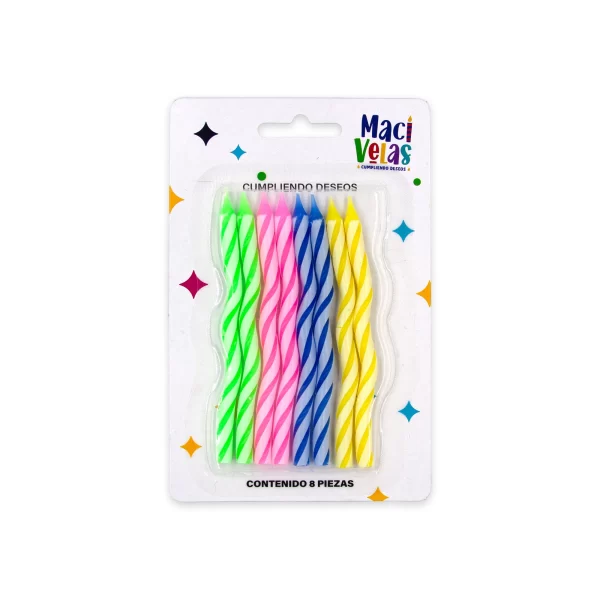 Vela Macivelas Caramelo Espagueti Multicolor (8 pzas) - Image 2
