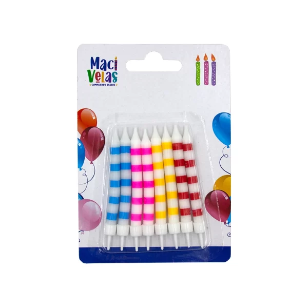 Vela Macivelas Aros Colores (8 pzas) - Image 2