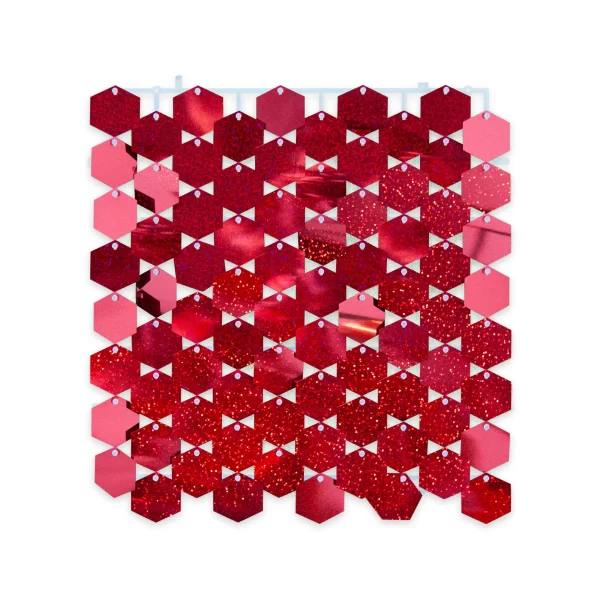 Panel Shimmer Macivelas Hexagonal Holográfico Rojo