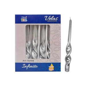 Vela Macivelas Decorativa Infinito Plata (6 pzas)