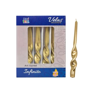 Vela Macivelas Decorativa Infinito Dorado (6 pzas)