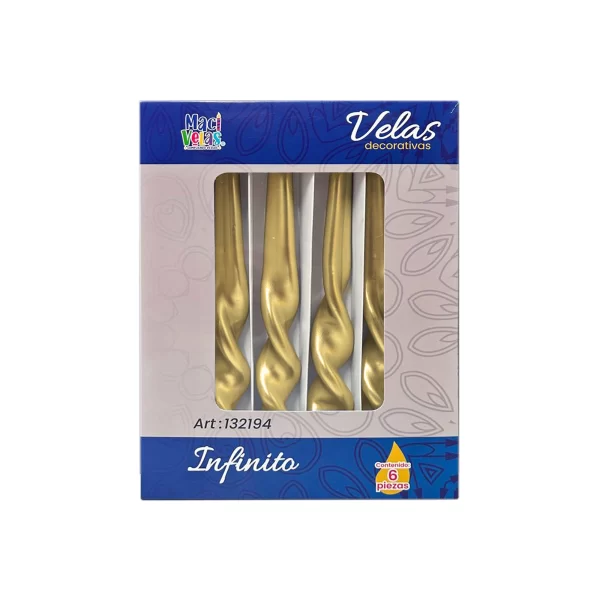 Vela Macivelas Decorativa Infinito Dorado (6 pzas) - Image 3