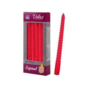 Vela Macivelas Decorativa Espiral Rojo (12 pzas)