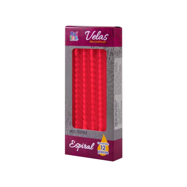Vela Macivelas Decorativa Espiral Rojo (12 pzas) - Image 3