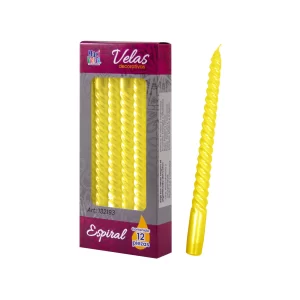 Vela Macivelas Decorativa Espiral Amarillo (12 pzas)
