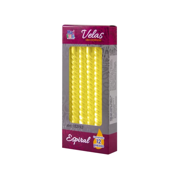 Vela Macivelas Decorativa Espiral Amarillo (12 pzas) - Image 3