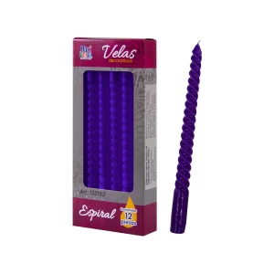Vela Macivelas Decorativa Espiral Morado (12 pzas)