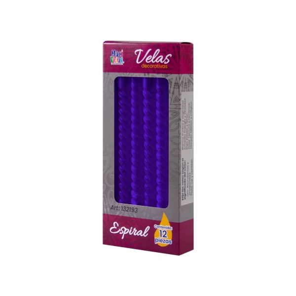 Vela Macivelas Decorativa Espiral Morado (12 pzas) - Image 3