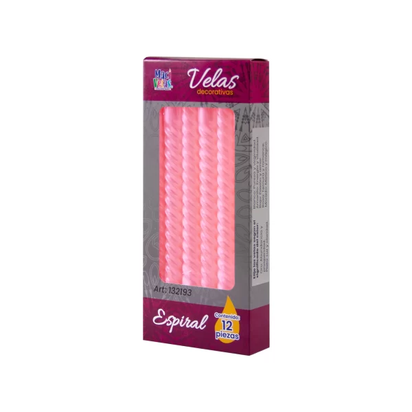 Vela Macivelas Decorativa Espiral Rosa (12 pzas) - Image 3