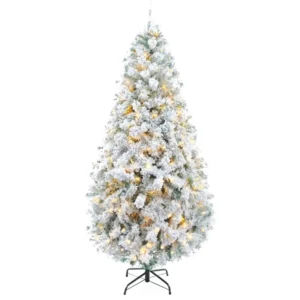 Pino Vermont Verde Nevado Con Luces Led